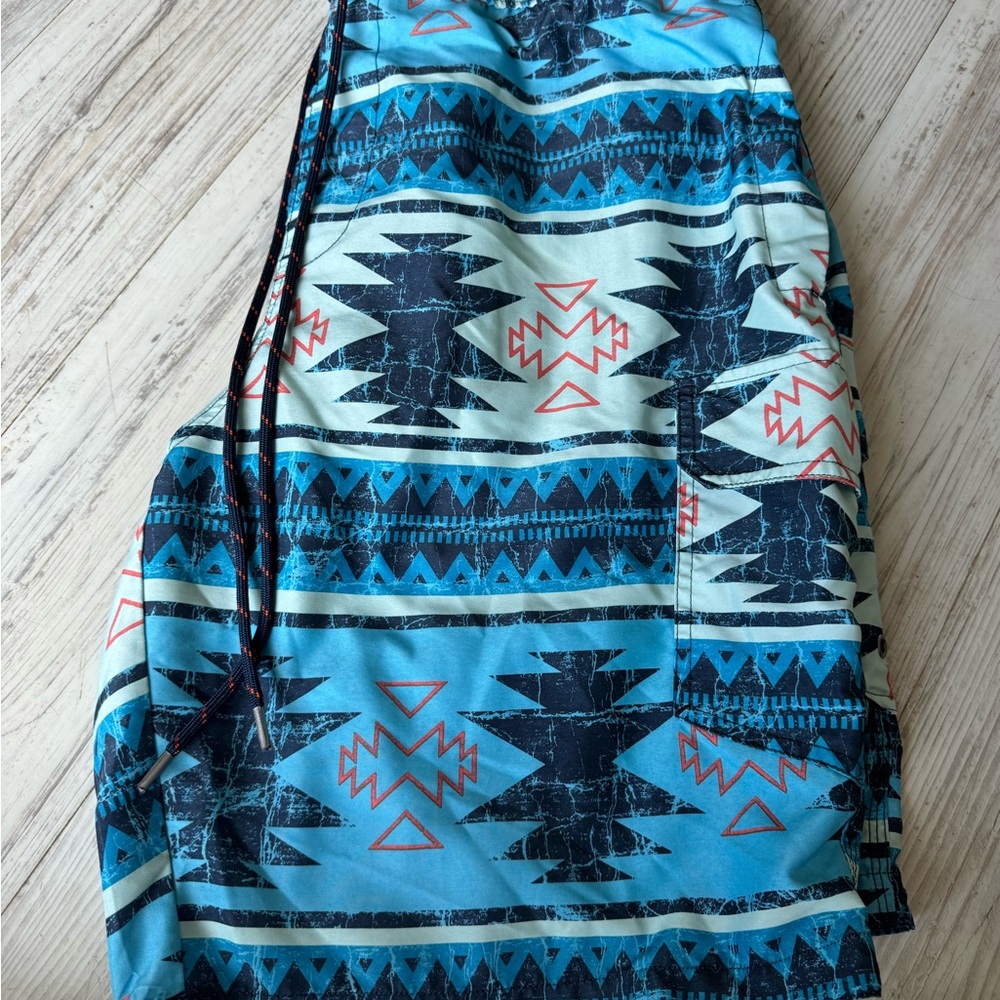 Sundry Blue and Black Hybrid Shorts with Geometric Pattern